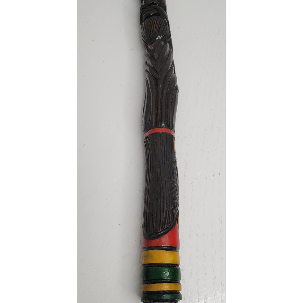 Vtg Hand‎ Carved Wood Statue Figurine Folk Art Rasta Reggae Style 17.5 Inches